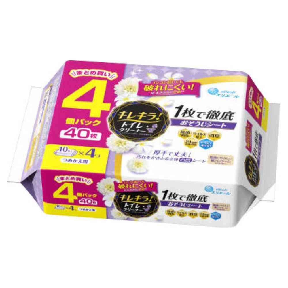 大王製紙 キレキラ！ トイレクリーナー クリーンフローラルの香り 10枚×4P   【3個セット】