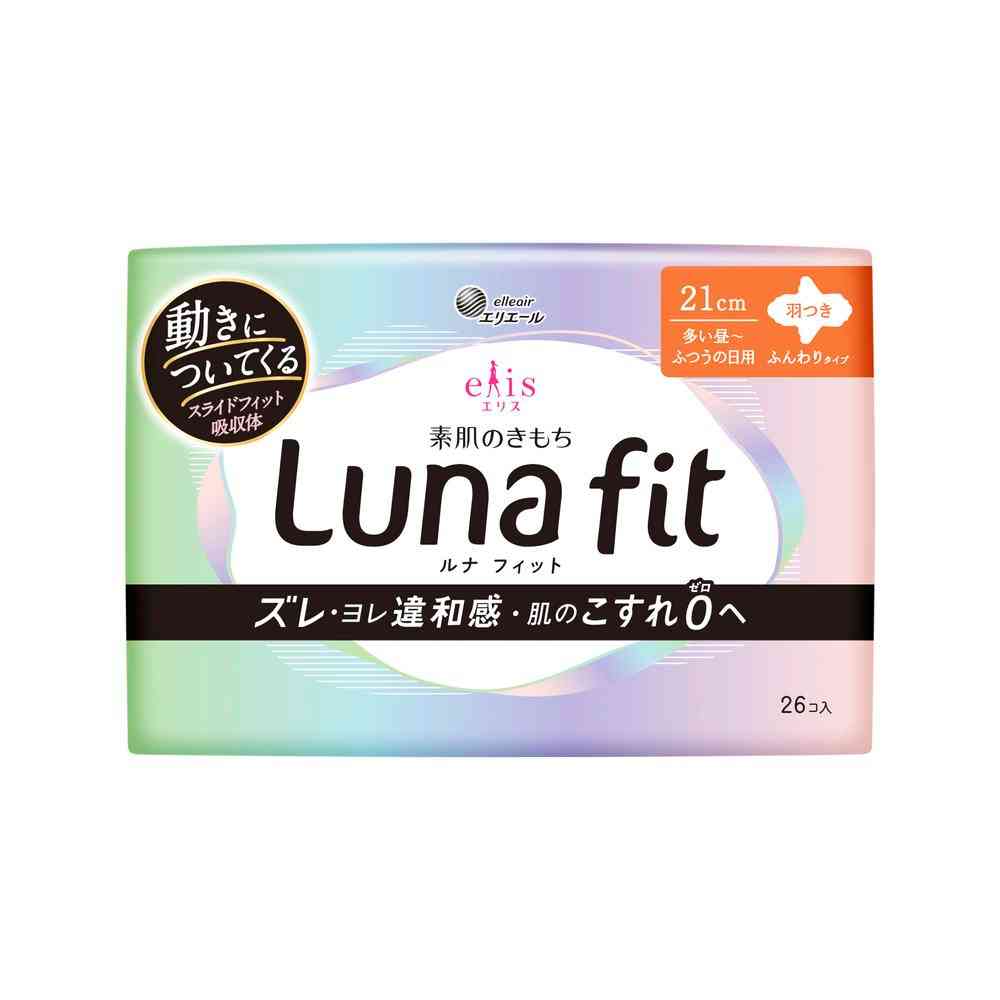 大王製紙 エリス 素肌のきもち ルナフィット 多い昼~ふつうの日用 21cm 羽つき 26枚