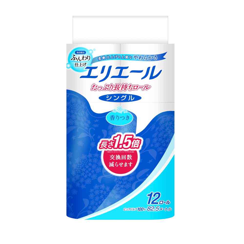 大王製紙 エリエール トイレットティシュー 長持ち シングル 12ロール 【6個セット】