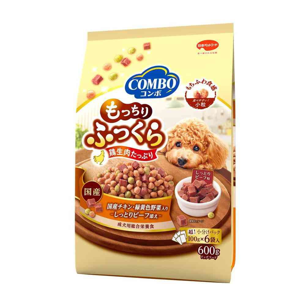 日本ペットフード コンボ ドッグ もっちりふっくら 国産チキン・しっとりビーフ添え 600g(100g×6袋)