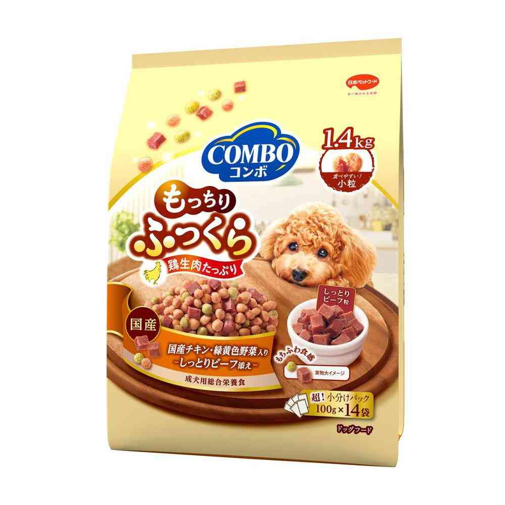 日本ペットフード コンボ ドッグ もっちりふっくら 国産チキン・しっとりビーフ添え 1.4kg(100g×14袋)
