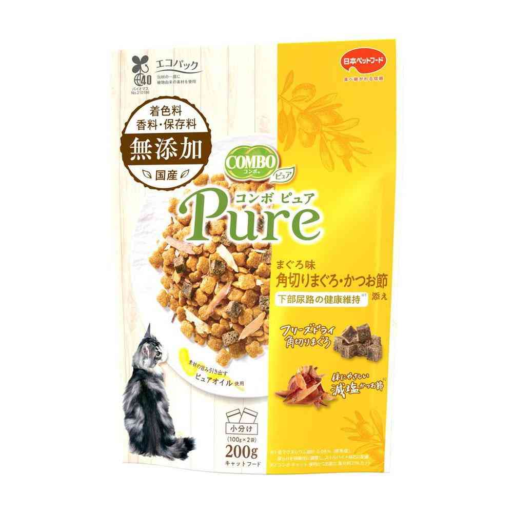 日本ペットフード コンボ ピュア キャット まぐろ味・角切りまぐろ・かつお節添え 200g(100g×2袋)