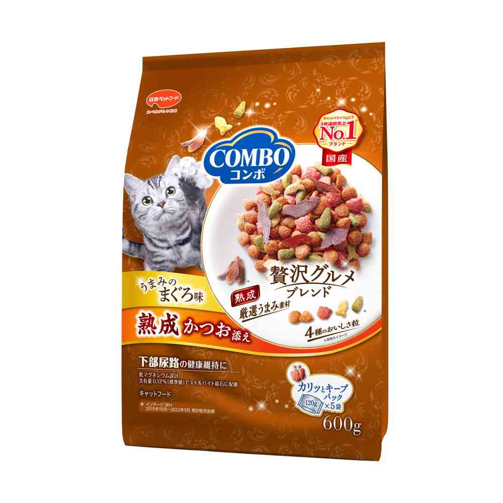 日本ペットフード コンボ キャット まぐろ味・熟成かつお添え 600g(120g×5袋入)