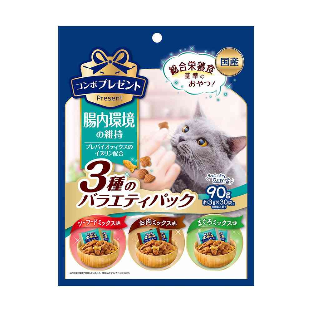 日本ペットフード コンボプレゼント キャット おやつ 腸内環境の維持 3種のバラエティパック 90g(3g×30袋)