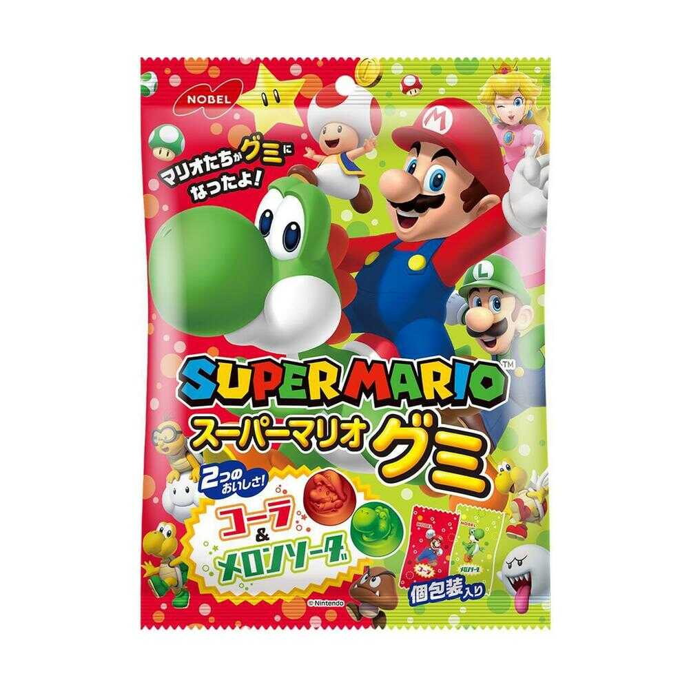 ◆ノーベル スーパーマリオグミ コーラ＆メロンソーダ 85g   【6個セット】