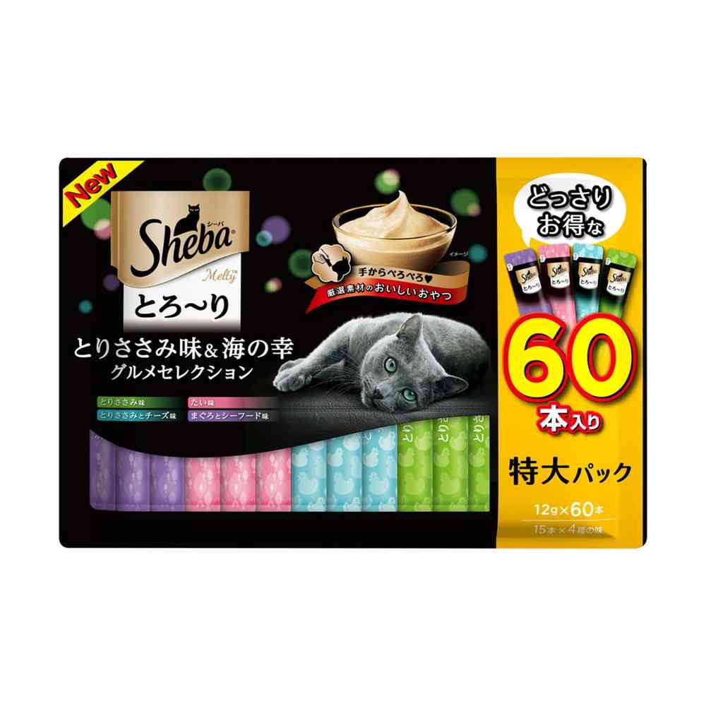 マースジャパン シーバ とろ~り メルティ とりささみ味&海の幸グルメセレクション 12g×60本