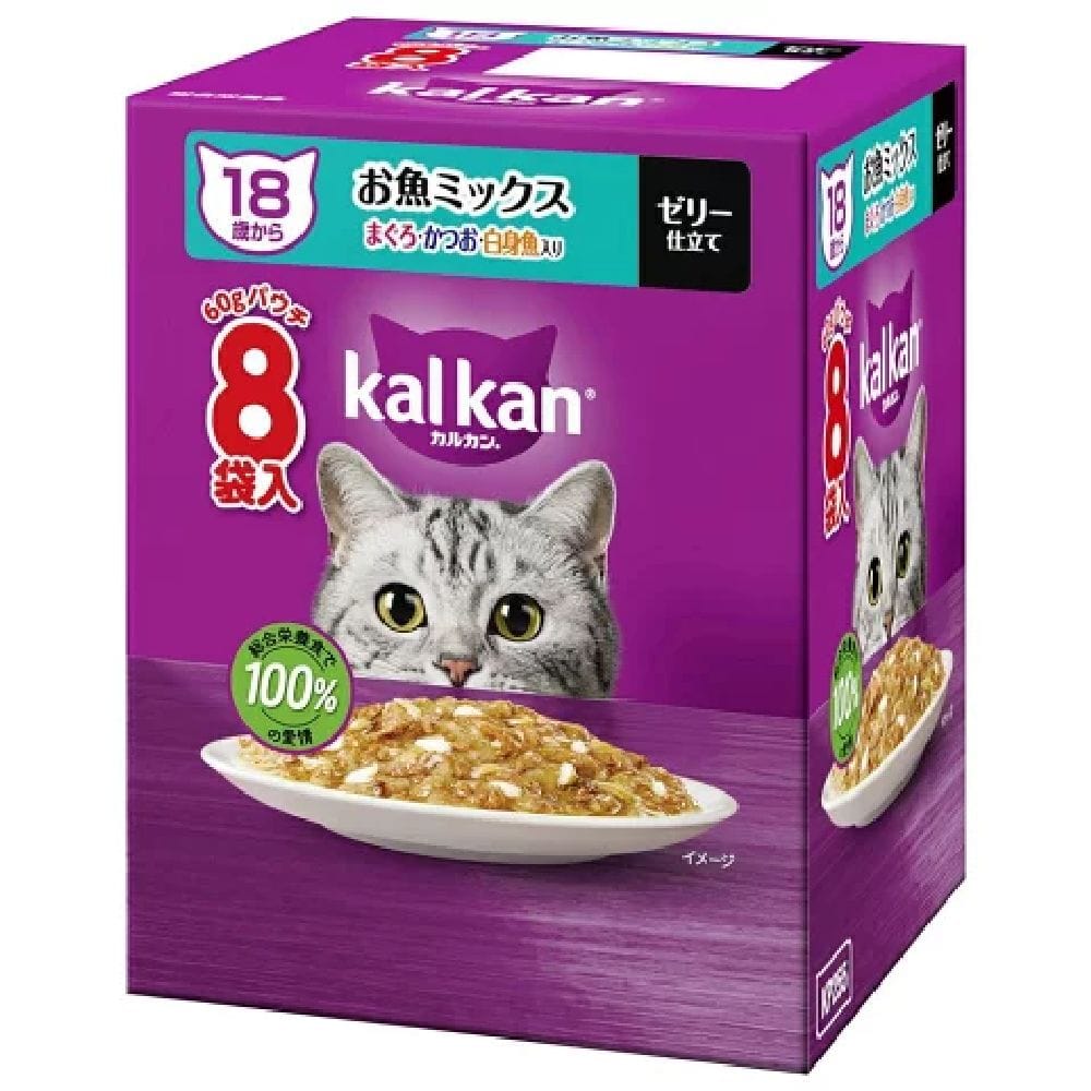 マース カルカンパウチ18歳からお魚ミックス まぐろかつお白身魚 60g×8