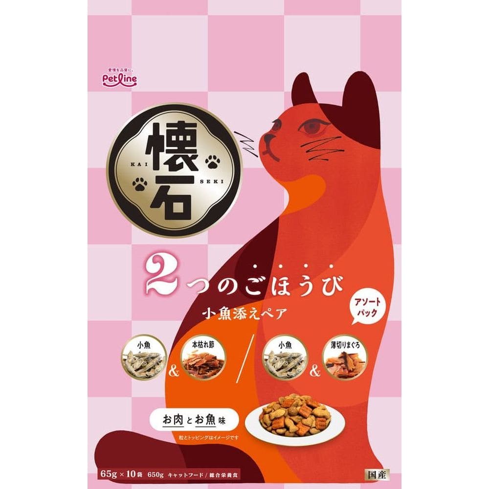ペットライン株式会社 懐石 2つのごほうび 小魚添えペア 650g