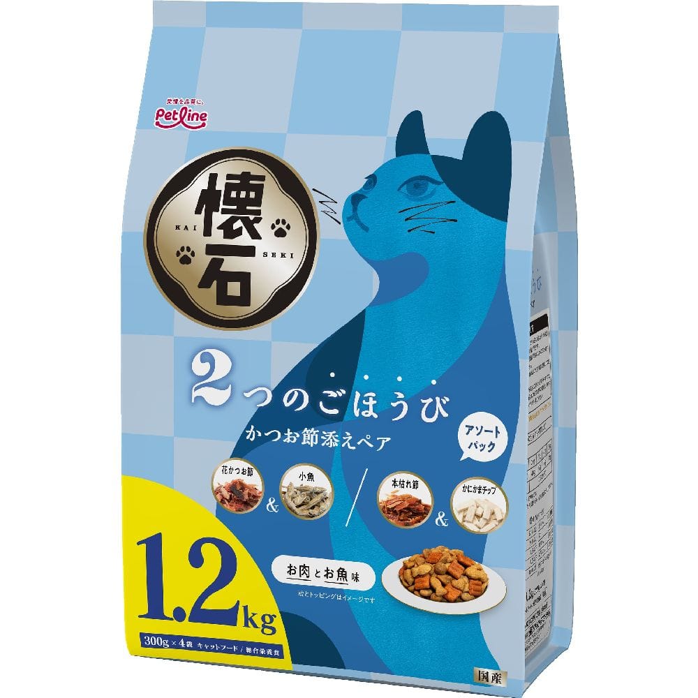 ペットライン 懐石2つのごほうび かつお節添えペア 1.2kg