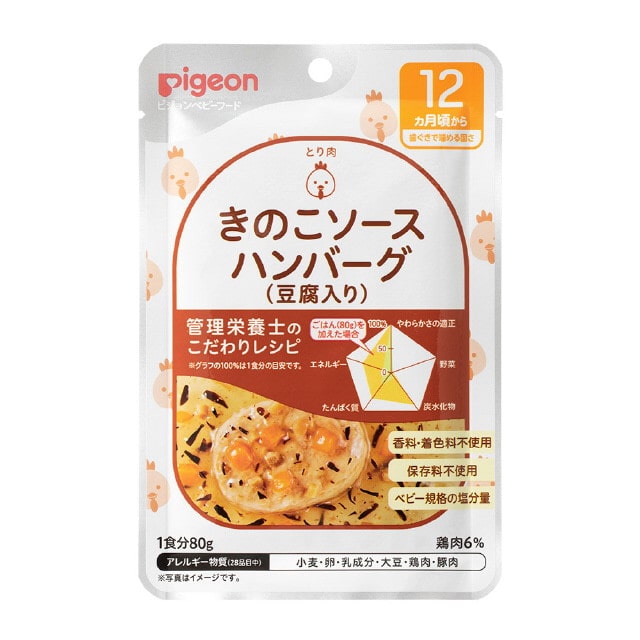 ◆食育レシピR12 きのこソースハンバーグ(豆腐入り) 80g