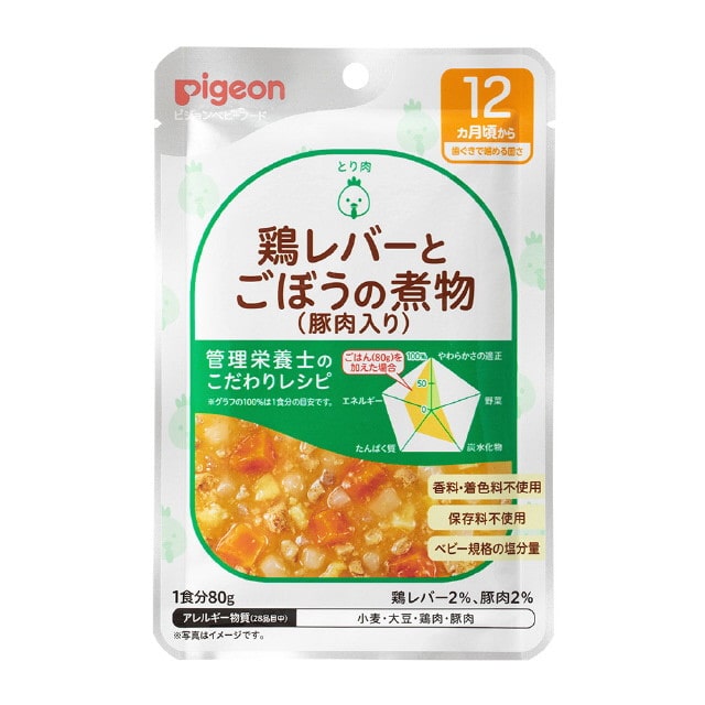 ◆食育レシピR12 鶏レバーとごぼうの煮物(豚肉入り) 80g