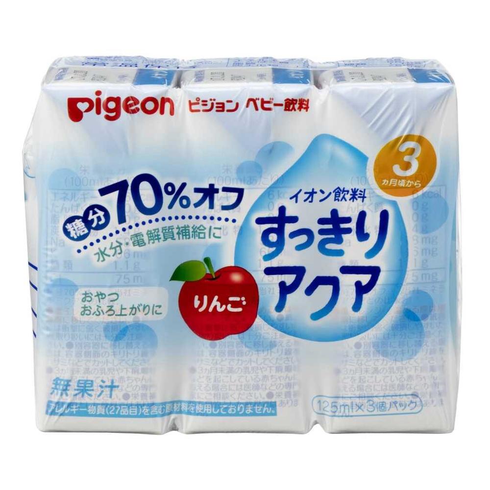 ◆ピジョン すっきりアクア りんご 125ml×3コ   【4個セット】