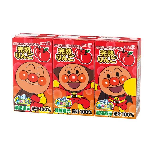 ◆明治　それいけ！アンパンマンの完熟リンゴ１００　１２５ｍｌＸ３個パック【12個セット】