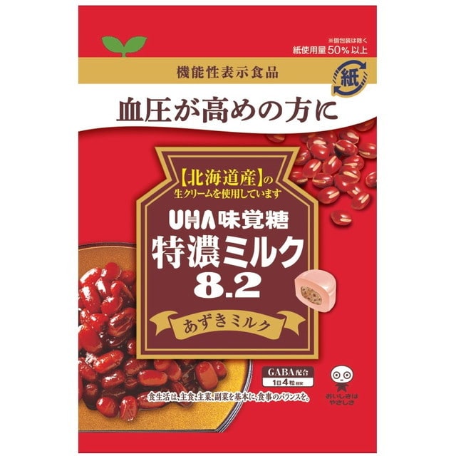 ◆味覚糖 特濃ミルク8.2 あずきミルク（機能）  93g(ｺｿｳｼｺﾐ)   【6個セット】