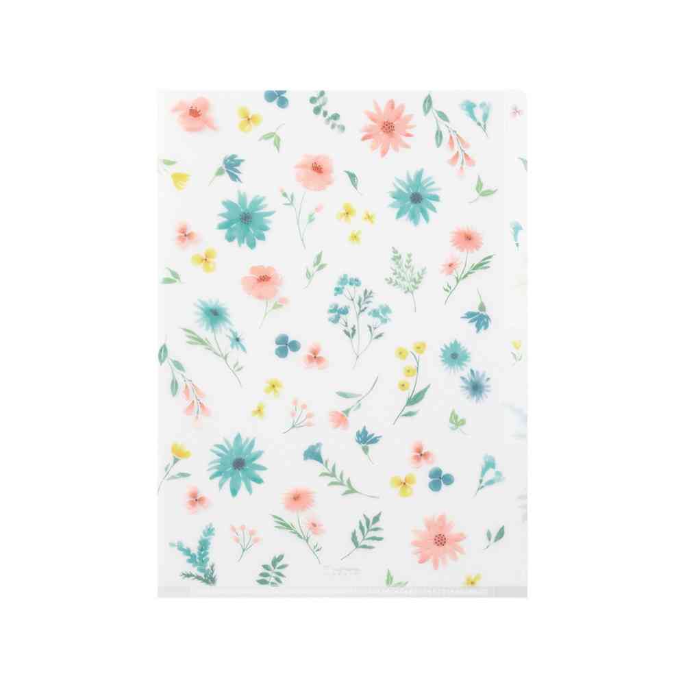 ミドリ 3ポケットクリアホルダー<A5> 花柄B 1個