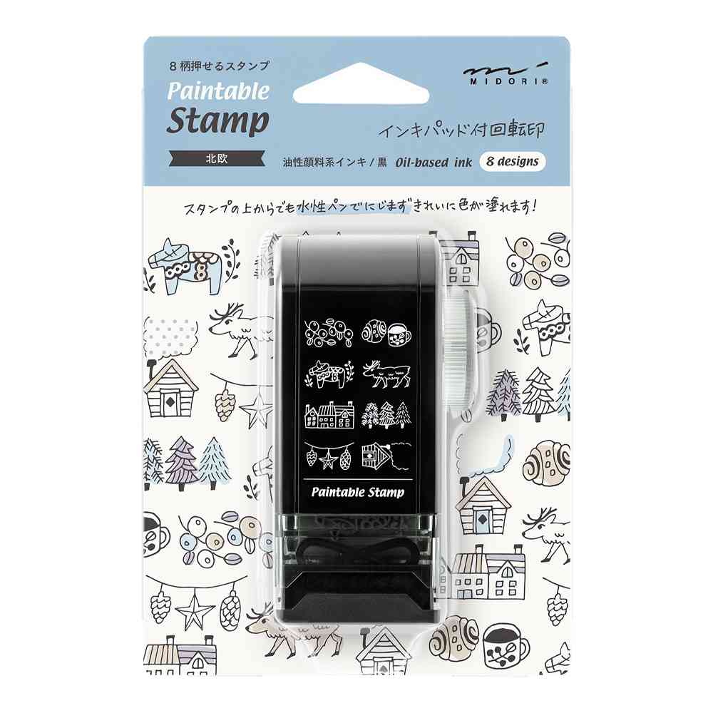 ミドリ スタンプ 回転印 ダイヤル 北欧柄 1個