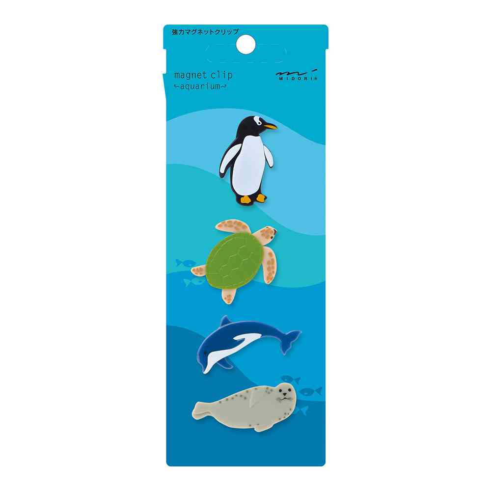 ミドリ マグネットクリップ 水族館柄 1パック4種