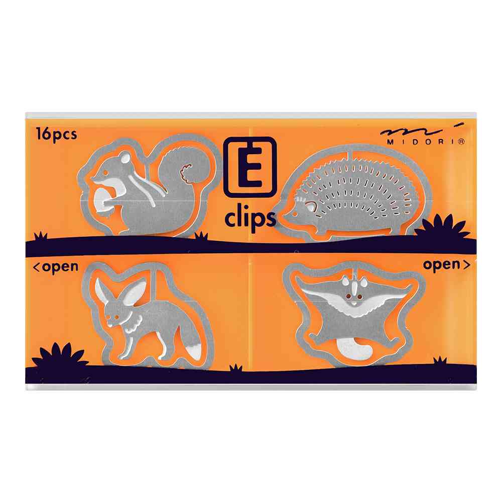 ミドリ エッチングクリップス 小動物柄 16個入
