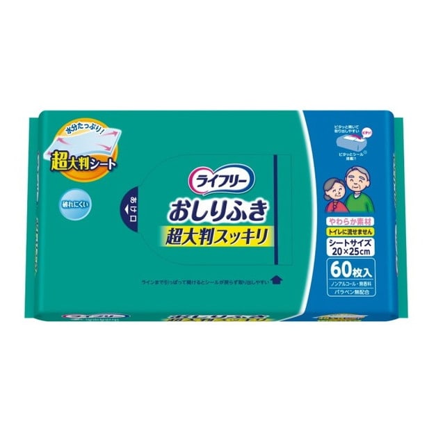 ライフリー おしりふき超大判スッキリ  60枚入   【12個セット】