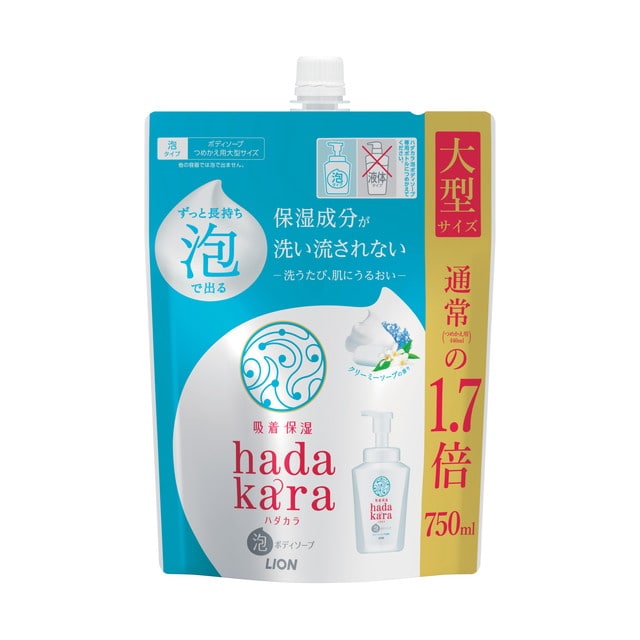 ライオン hadakara(ハダカラ)泡ボディソープ クリーミーソープ 詰め替え大型 750ml