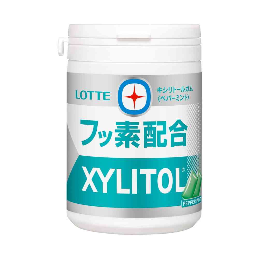 ◆ロッテ キシリトールガム+フッ素 ＜ペパーミント＞ スリムボトル 125g   【6個セット】