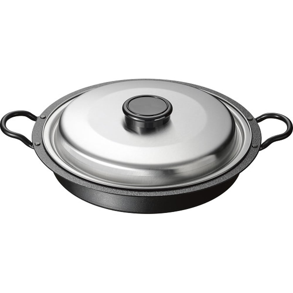 燕三 IH対応 鉄 焼肉・餃子鍋（26cm）蓋付 メーカー直送 ▼返品・キャンセル不可【他商品との同時購入不可】