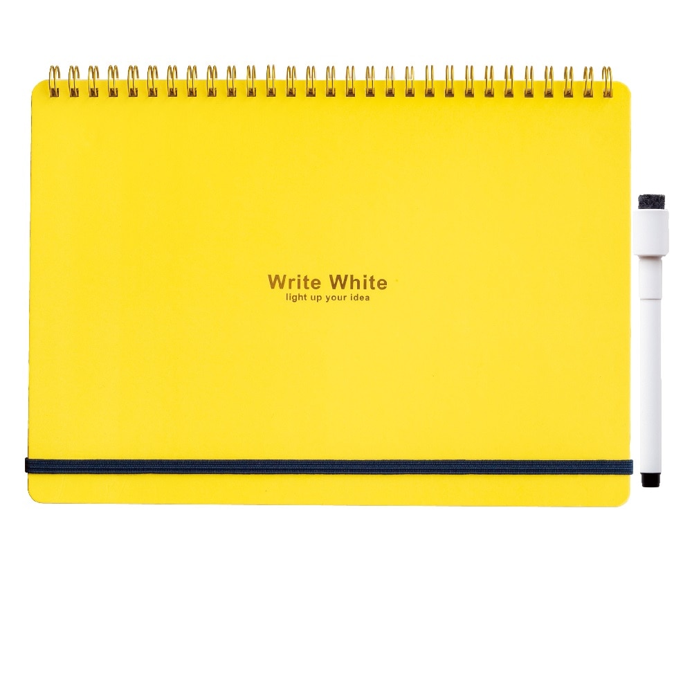Write White ホワイトボードノートB5（YL） 8ページ、各ページの間に透明PPシート（4枚）