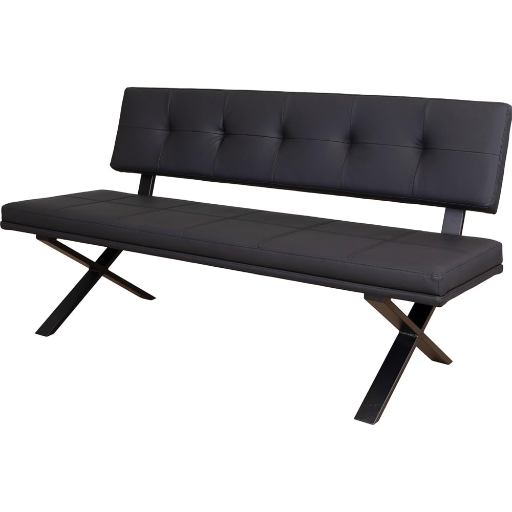 ダイニングベンチ Brescia PVC 背付 ブラック メーカー直送 ▼返品・キャンセル不可【他商品との同時購入不可】