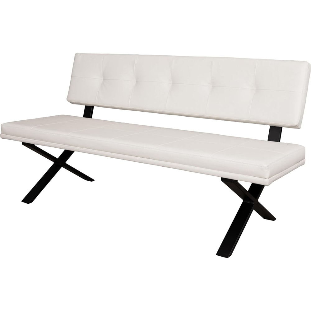 ダイニングベンチ Brescia PVC 背付 ホワイト メーカー直送 ▼返品・キャンセル不可【他商品との同時購入不可】