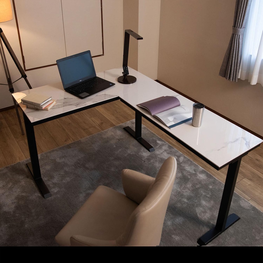 L字型デスク Rosen 110+120 パールホワイト メーカー直送▼返品・キャンセル不可【他商品との同時購入不可】