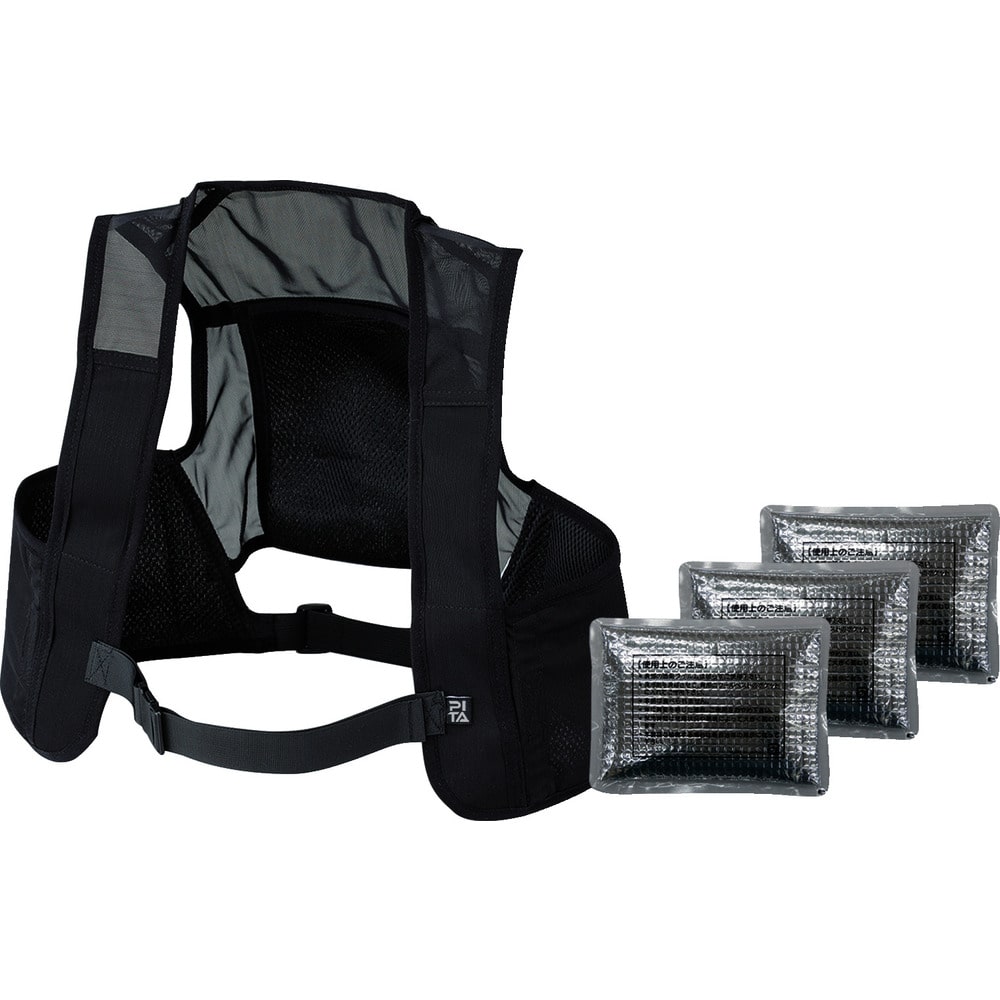 緑十字 ピタッと冷却ベスト ブラック フリーサイズ メーカー直送 ▼返品・キャンセル不可【他商品との同時購入不可】