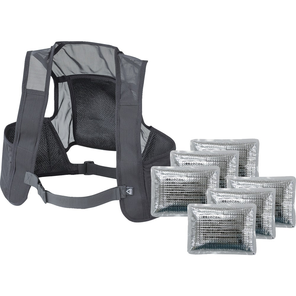 緑十字 ピタッと冷却ベスト 予備保冷剤付き ブラック フリー メーカー直送 ▼返品・キャンセル不可【他商品との同時購入不可】