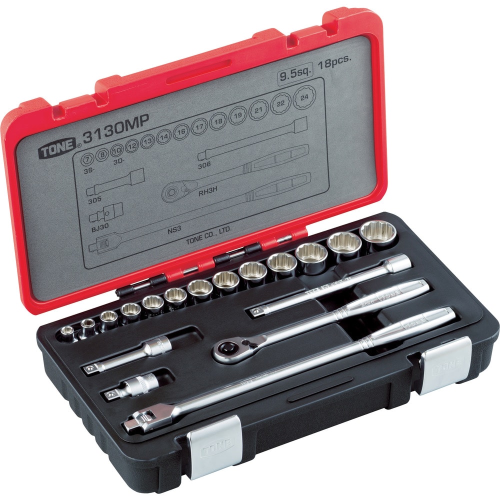 TONE ソケットレンチセット 差込角9.5mm 18点セット メーカー直送 ▼返品・キャンセル不可【他商品との同時購入不可】
