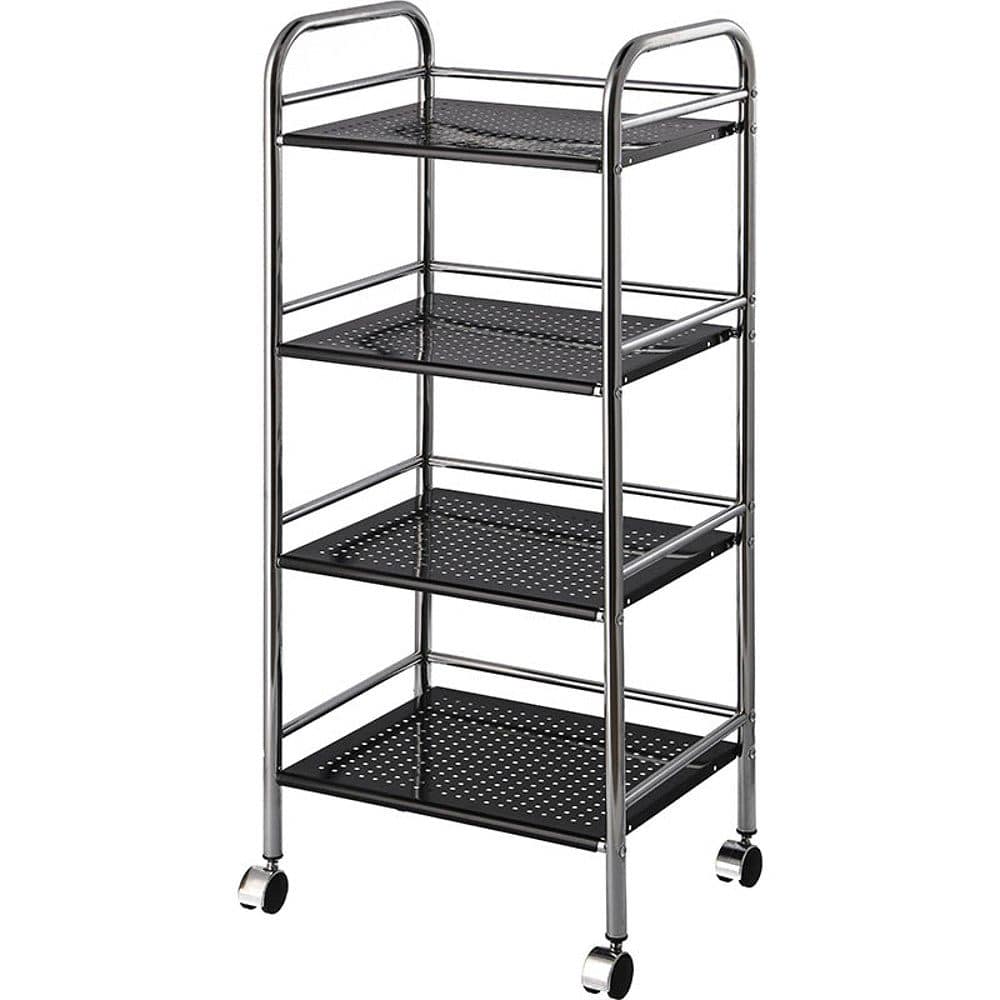 マルチワゴン4段 BK/CR 93398 メーカー直送 ▼返品・キャンセル不可【他商品との同時購入不可】