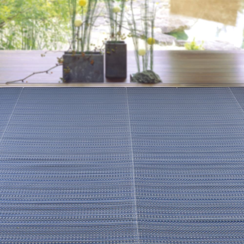 洗えるい草風カーペット ライアン 本間8畳 ブルー メーカー直送 ▼返品・キャンセル不可【他商品との同時購入不可】