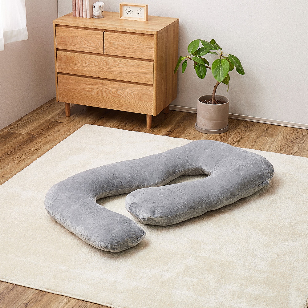 メレンゲタッチの抱き枕 G型 140×70cm グレー メーカー直送▼返品・キャンセル不可【他商品との同時購入不可】
