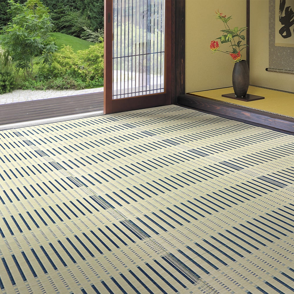 掛川織 い草カーペット 津弥(つや) 江戸間6畳 ブルー メーカー直送 ▼返品・キャンセル不可【他商品との同時購入不可】