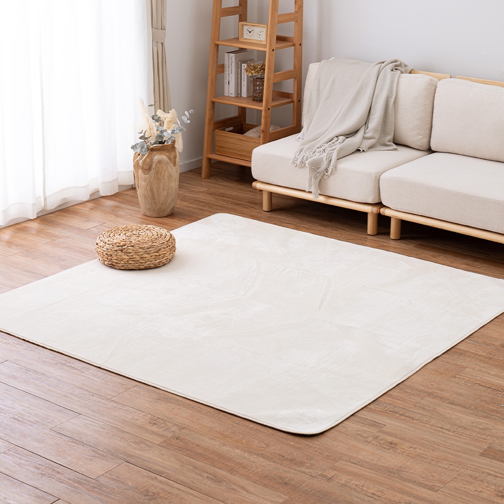 メレンゲタッチの洗えるコンパクトラグ アイボリー185x185 メーカー直送?返品・キャンセル不可【他商品との同時購入不可】