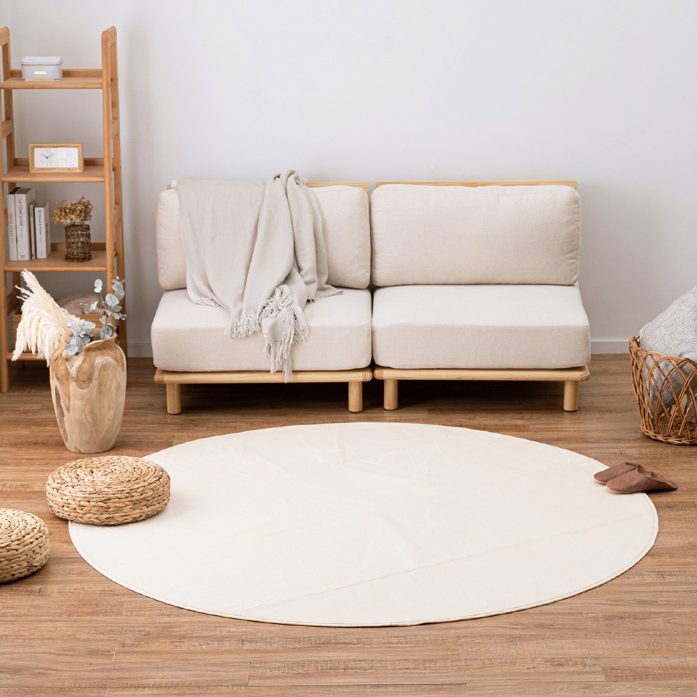 メレンゲタッチの洗えるコンパクトラグ アイボリー185R メーカー直送?返品・キャンセル不可【他商品との同時購入不可】