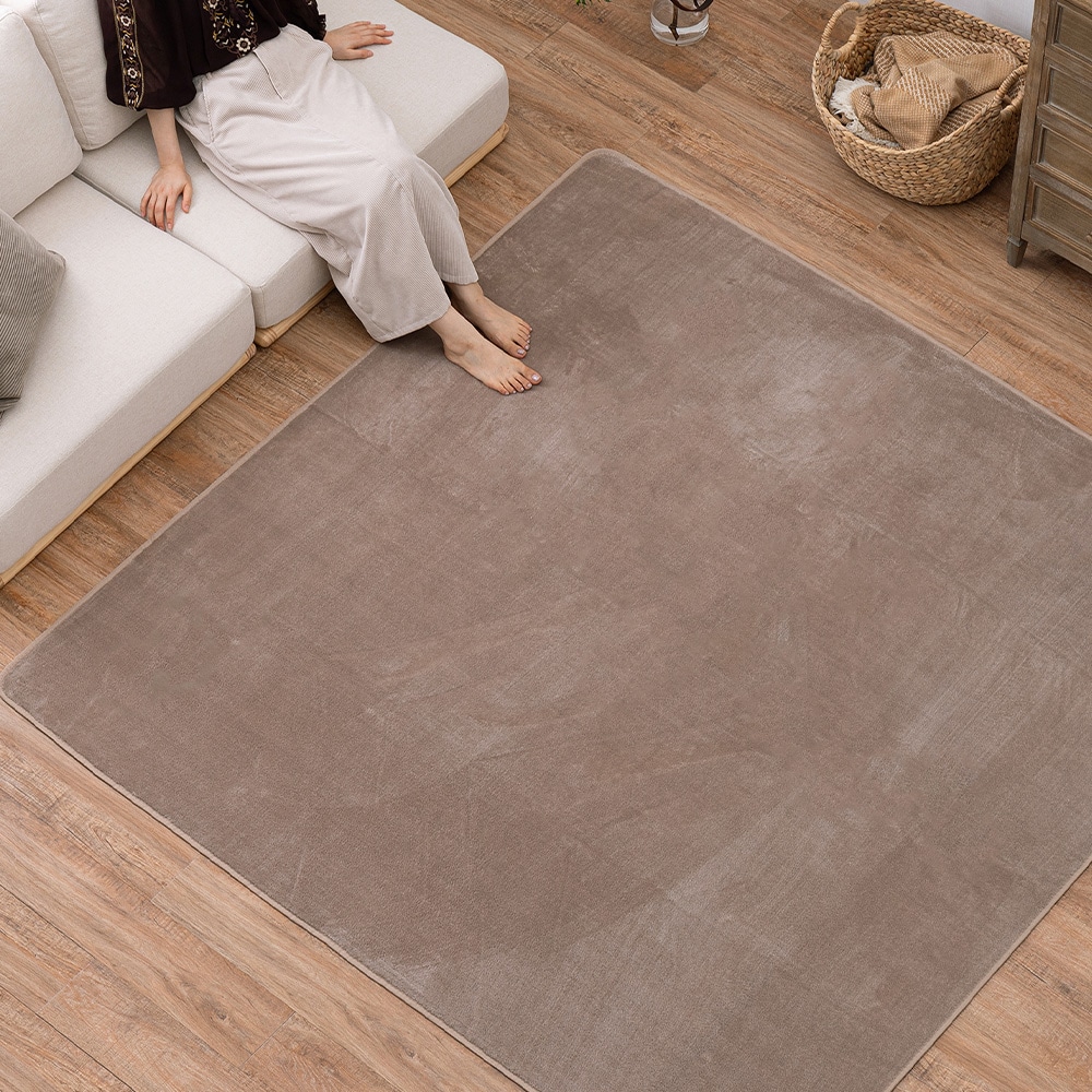 メレンゲタッチの洗えるコンパクトラグ ベージュ185x185 メーカー直送?返品・キャンセル不可【他商品との同時購入不可】