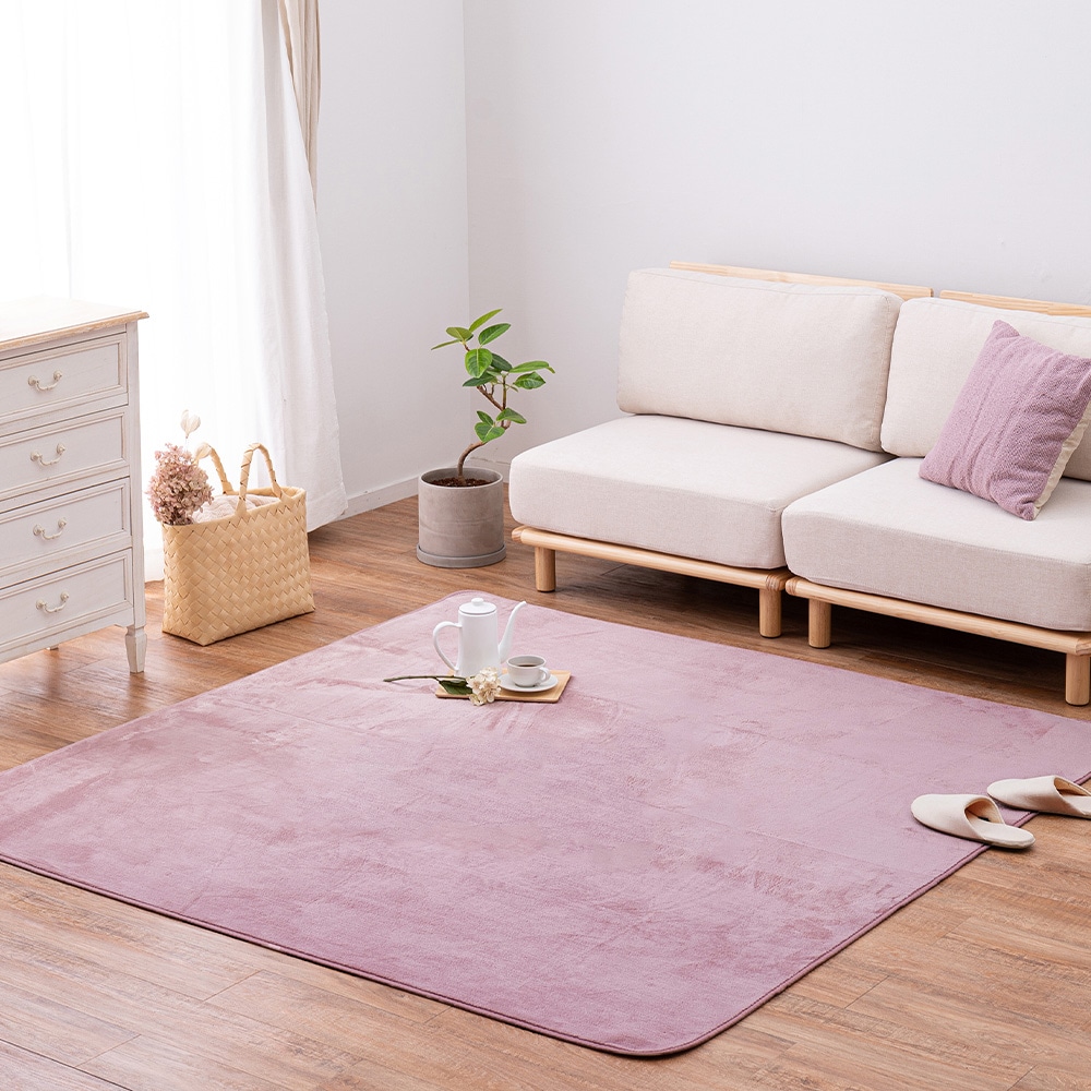 メレンゲタッチの洗えるコンパクトラグ ピンク185x185 メーカー直送?返品・キャンセル不可【他商品との同時購入不可】