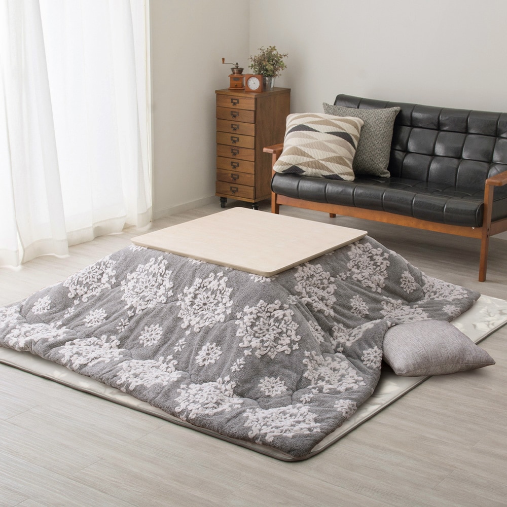 フランネルジャガードのこたつ薄掛け布団 シュシュ グレー メーカー直送?返品・キャンセル不可【他商品との同時購入不可】