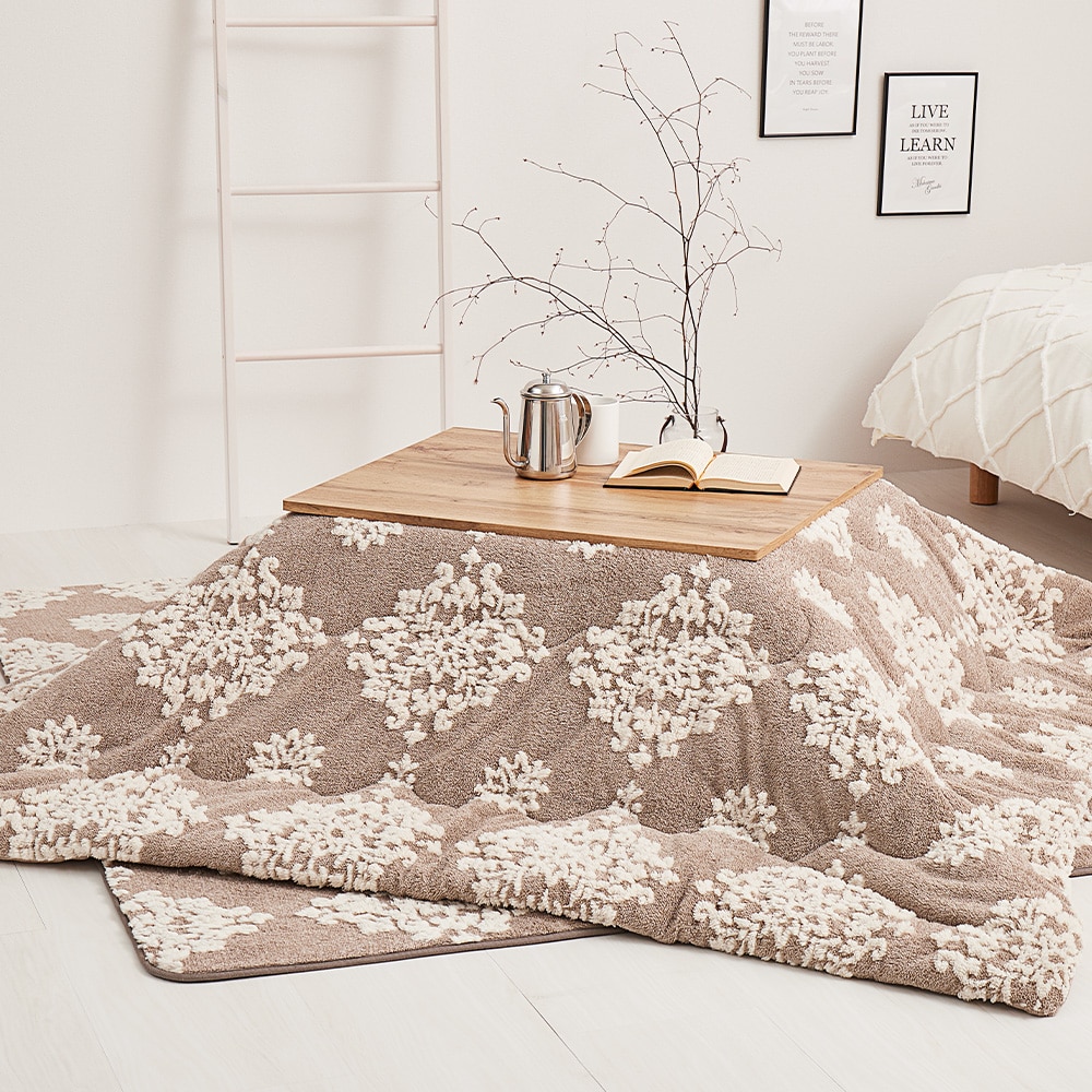 フランネルジャガードのこたつ薄掛け布団　シュシュ  ベージュ  メーカー直送?返品・キャンセル不可【他商品との同時購入不可】