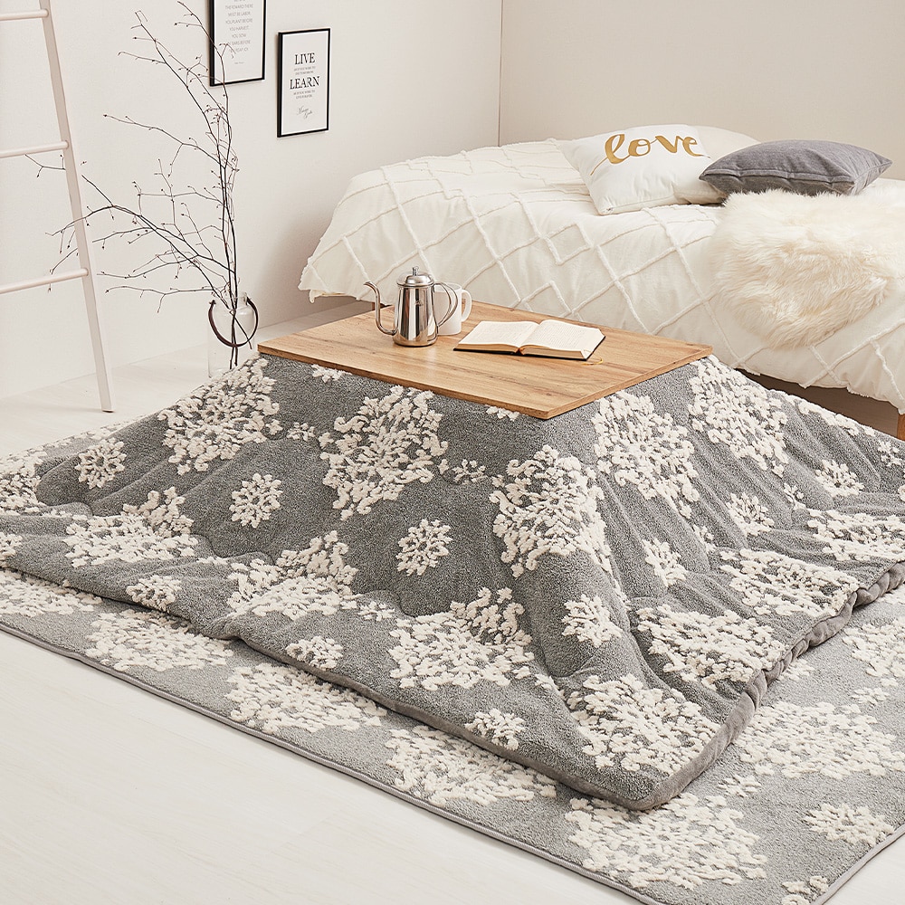 フランネルジャガードのこたつ薄掛け布団　シュシュ  グレー  メーカー直送?返品・キャンセル不可【他商品との同時購入不可】