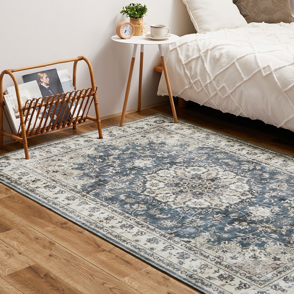 アンティーク絨毯風プリントラグ カメオ グレー130×190 メーカー直送▼返品・キャンセル不可【他商品との同時購入不可】