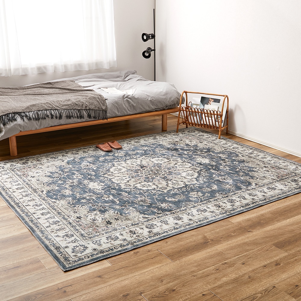 アンティーク絨毯風プリントラグ カメオ  グレー190×240  メーカー直送▼返品・キャンセル不可【他商品との同時購入不可】