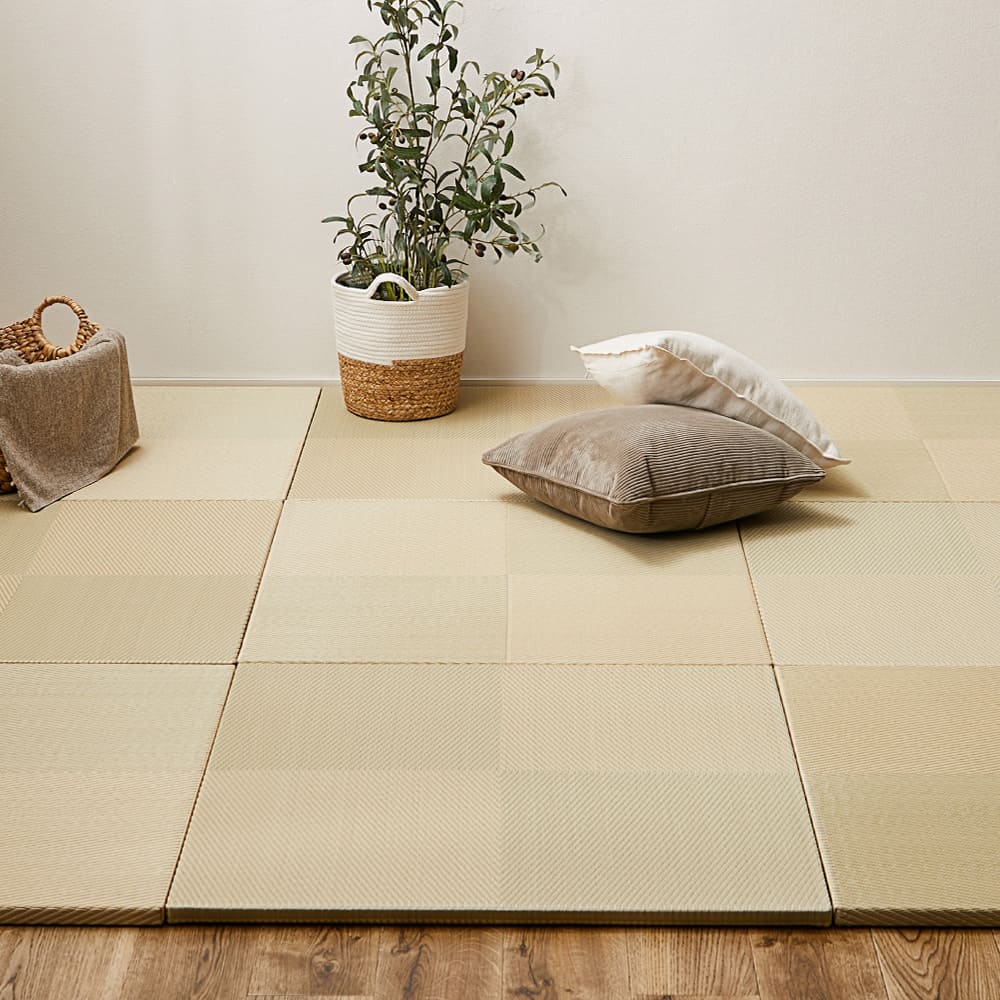 水拭きできる い草風置き畳 市松模様 グリーン 9枚組 メーカー直送 ▼返品・キャンセル不可【他商品との同時購入不可】