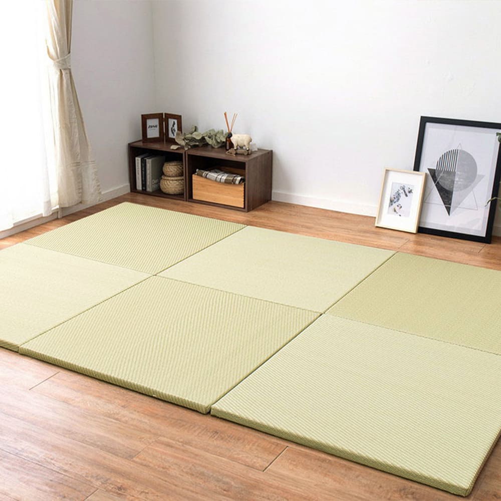 水拭きできる い草風置き畳 綾模様 グリーン 同色6枚組 メーカー直送 ▼返品・キャンセル不可【他商品との同時購入不可】