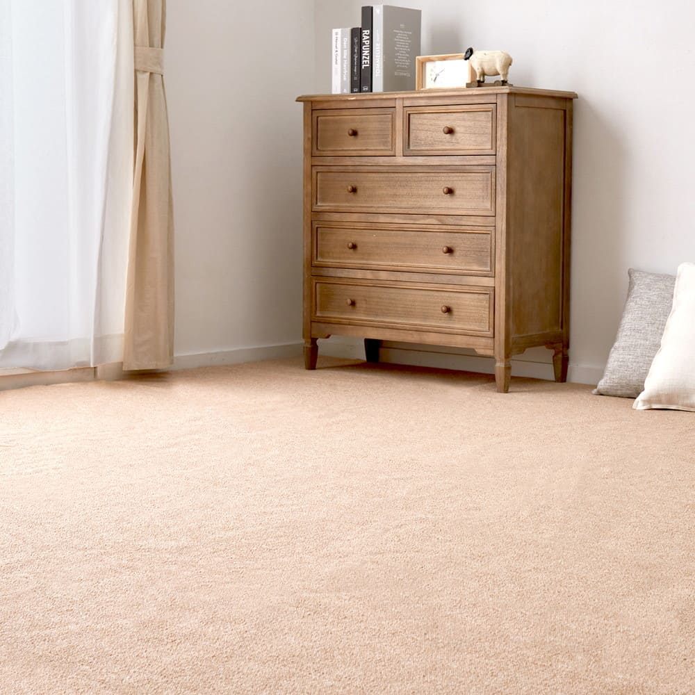 防炎加工の平織カーペット モーエン 江戸間2畳 ベージュ メーカー直送 ▼返品・キャンセル不可【他商品との同時購入不可】