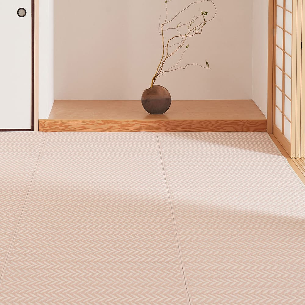 洗えるい草風カーペット パスラッシュ 江戸間4.5畳 ピンク メーカー直送 ▼返品・キャンセル不可【他商品との同時購入不可】